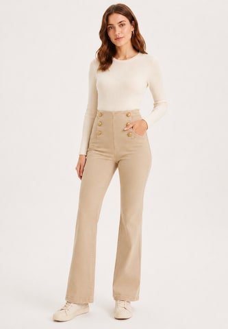 Elara Wide leg Jeans in Beige