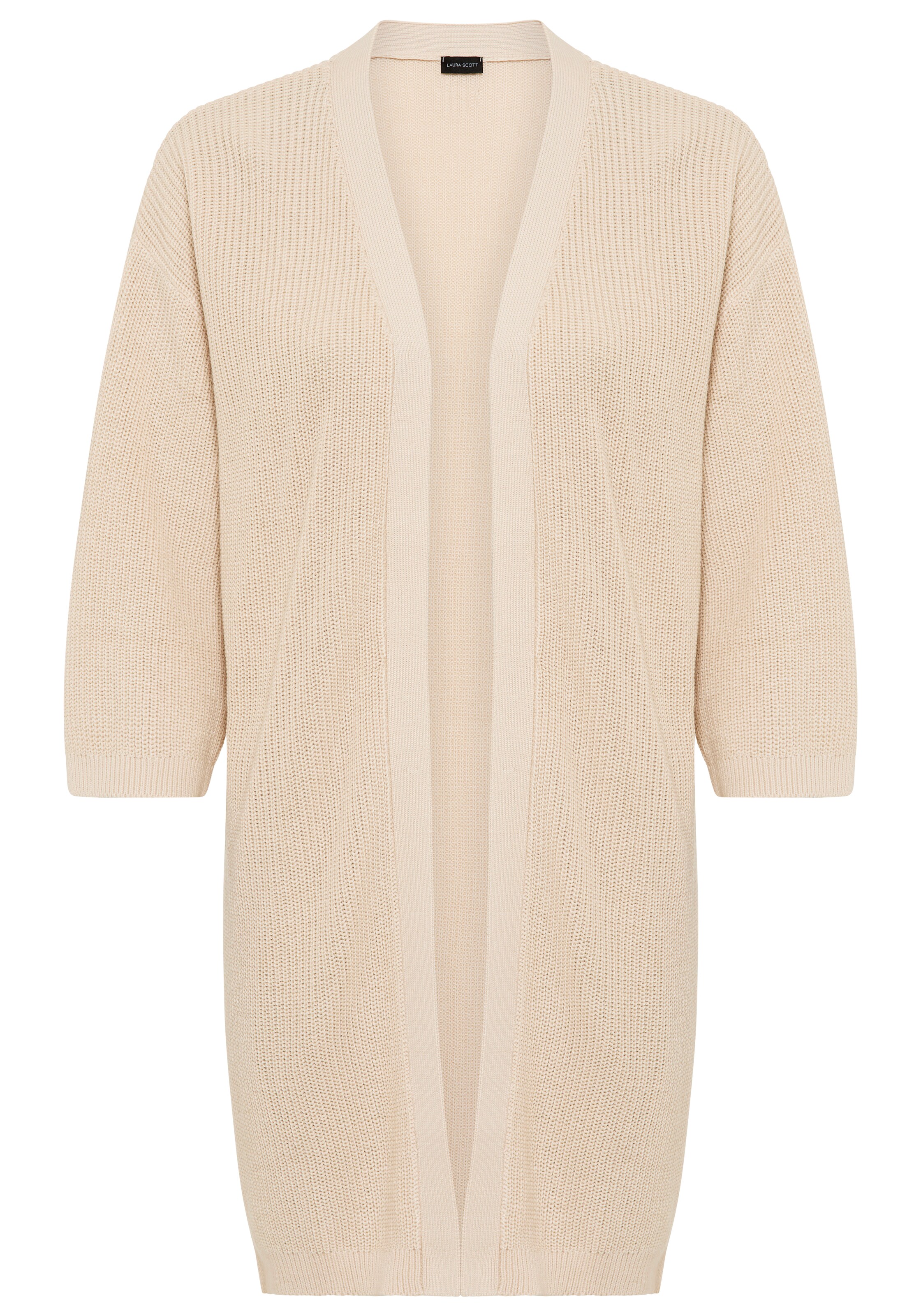 LAURA SCOTT Knit Cardigan in Beige: front