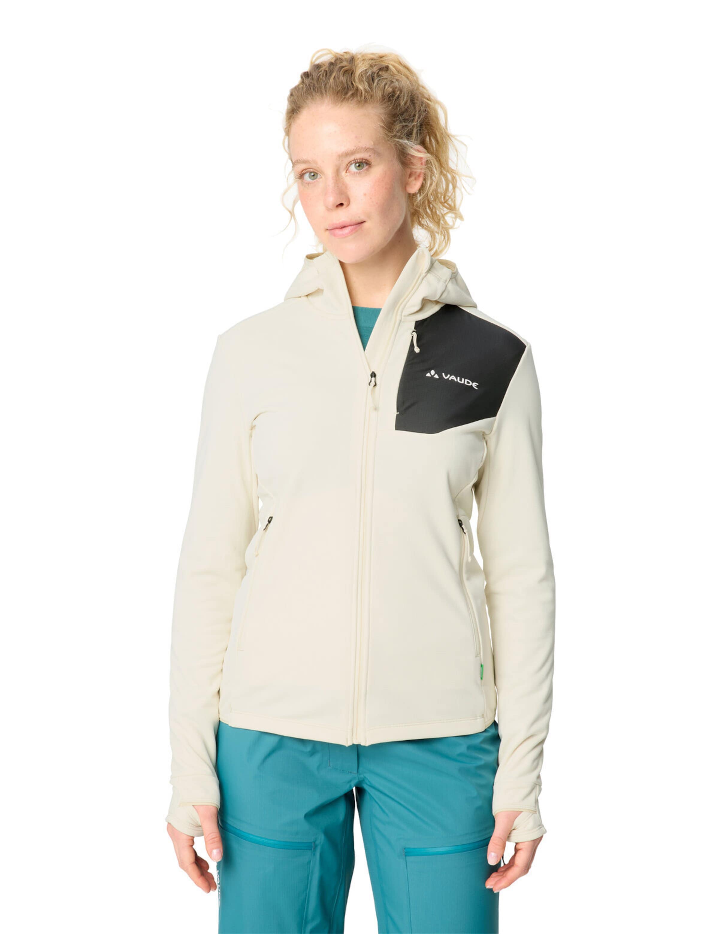 VAUDE Athletic fleece jacket 'Monviso III' in Beige: front