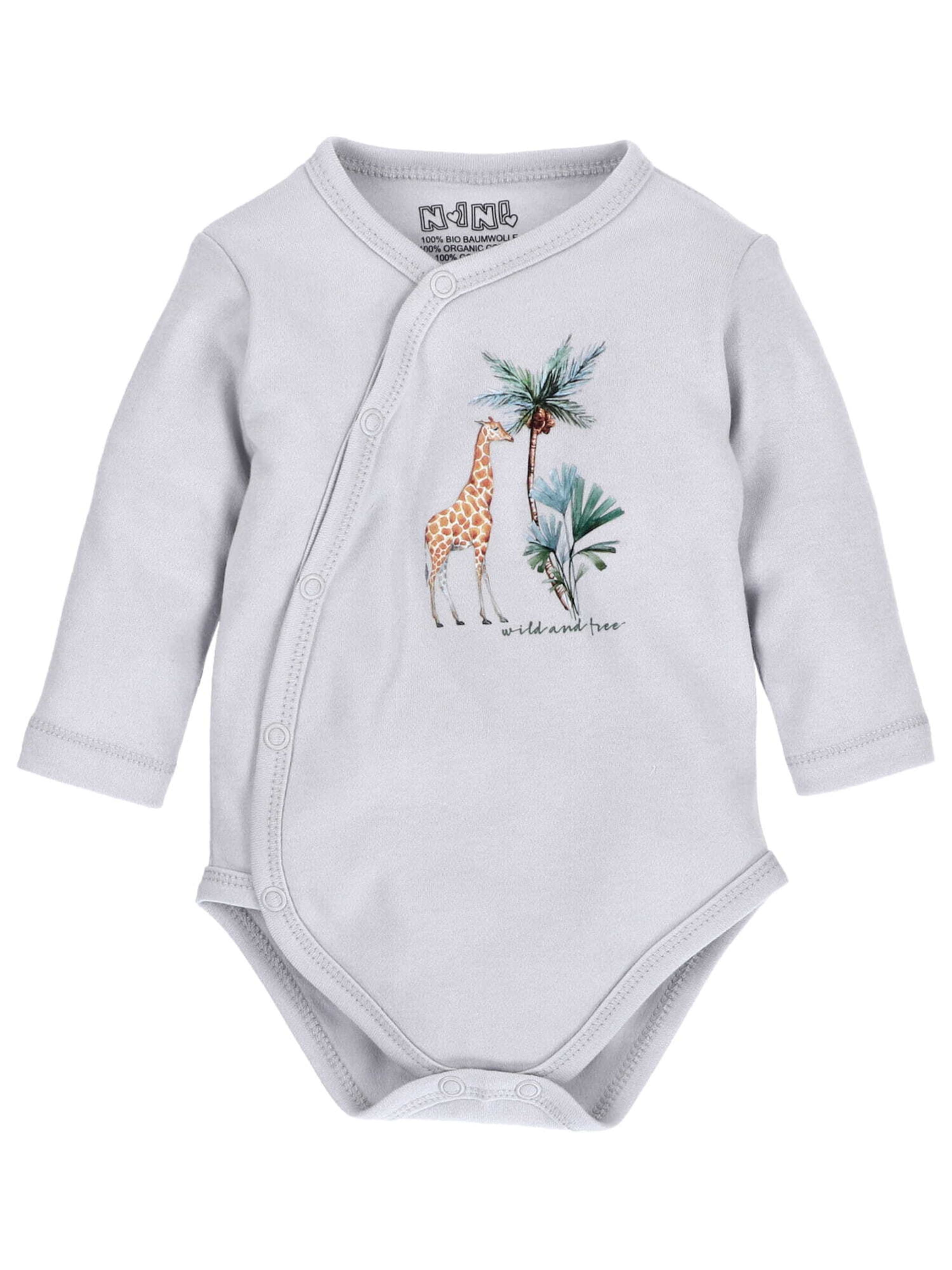 NINI Romper/Bodysuit 'Giraffe' in Grey: front