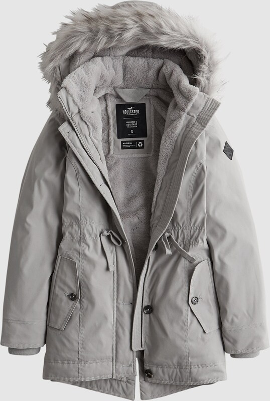 HOLLISTER Parka in hellgrau | ABOUT YOU Hollister Damen Kapuzenjacke Parka Kunstfell XS S M L XL