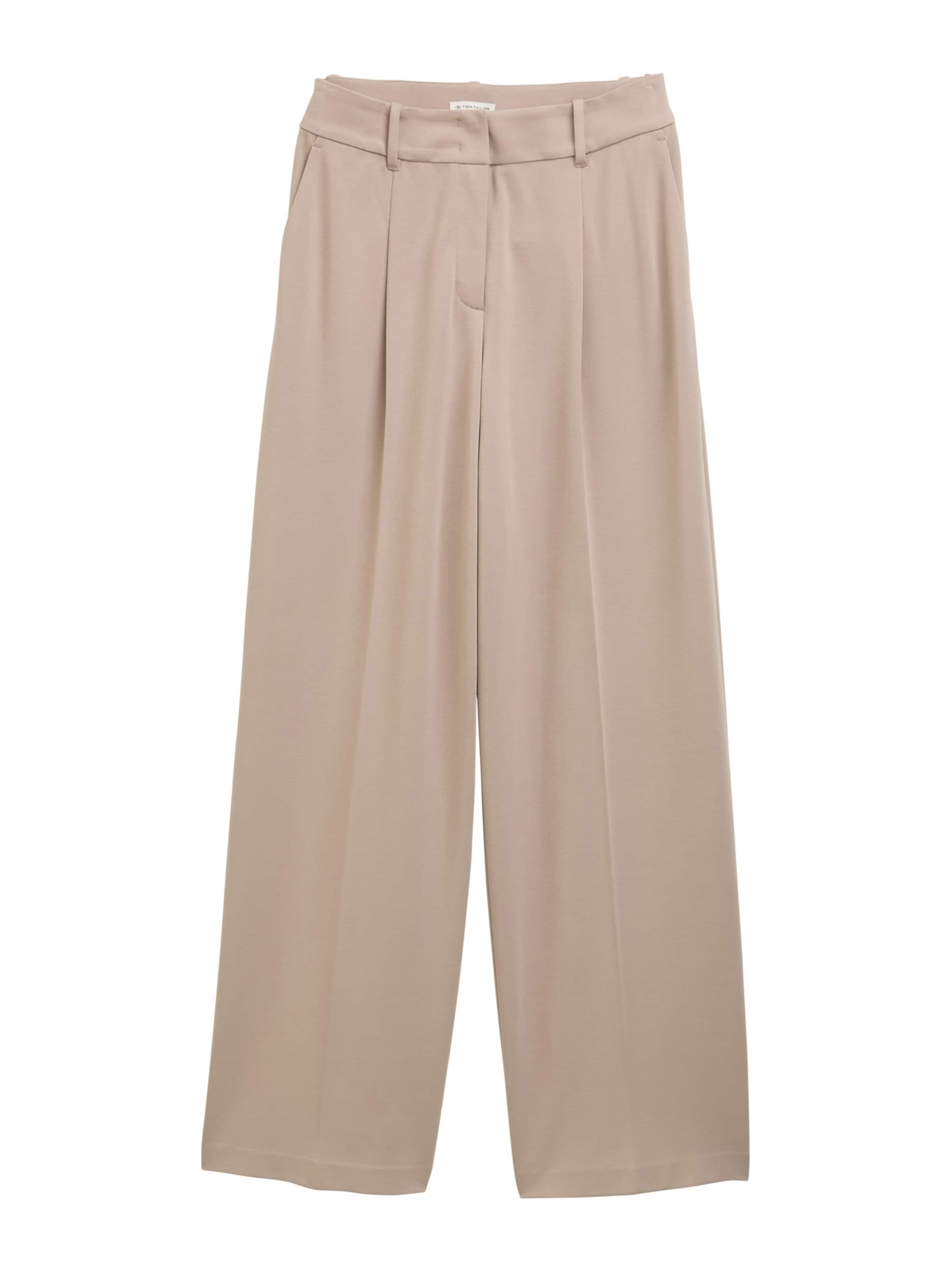 TOM TAILOR Wide leg Pleat-Front Pants 'Lea' in Grey: front
