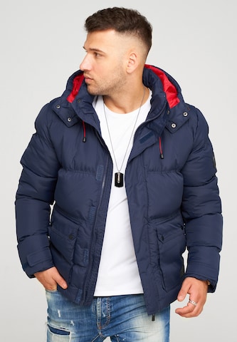 behype Winter Jacket 'BHCOLOS' in Blue: front