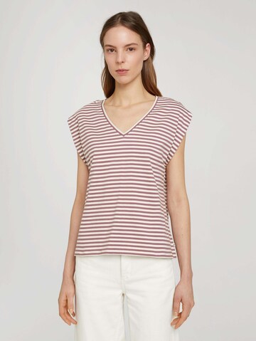 T-shirt TOM TAILOR DENIM en beige : devant