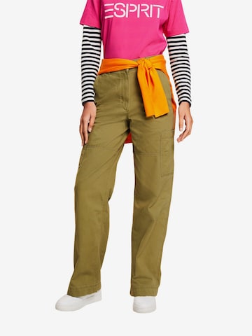 ESPRIT Wide leg Cargo Pants in Green: front