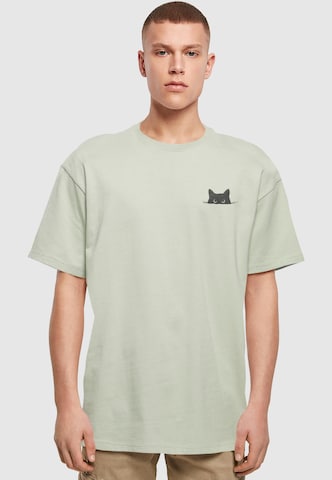 Merchcode Tričko 'Halloween - Cat Tee' - Zelená: predná strana