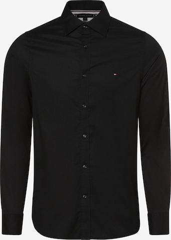 TOMMY HILFIGER Button Up Shirt 'Flex' in Black: front