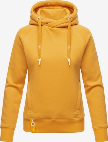 NAVAHOO - Sweatshirt 'Liebesmäuschen' em amarelo: frente