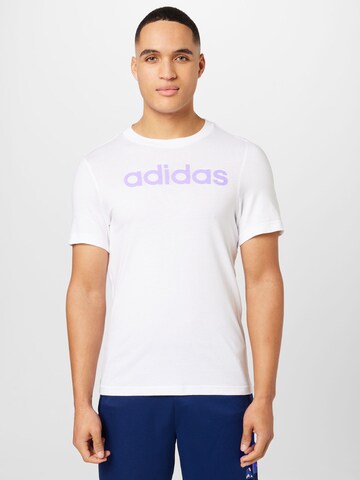 ADIDAS SPORTSWEAR - Camisa funcionais 'Essentials Linear Embroidered Logo' em branco: frente