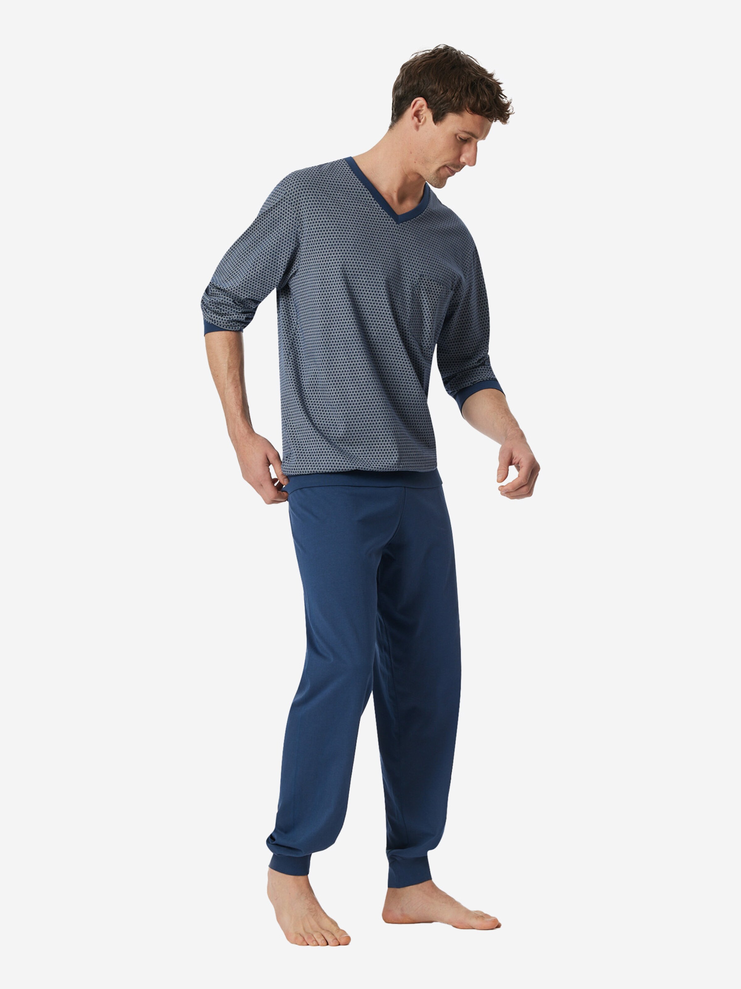 SCHIESSER Pyjama lang ' Comfort Essentials ' in Blauw