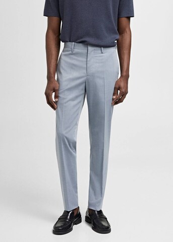 MANGO MAN Slim fit Pleated Pants 'Paris' in Blue: front