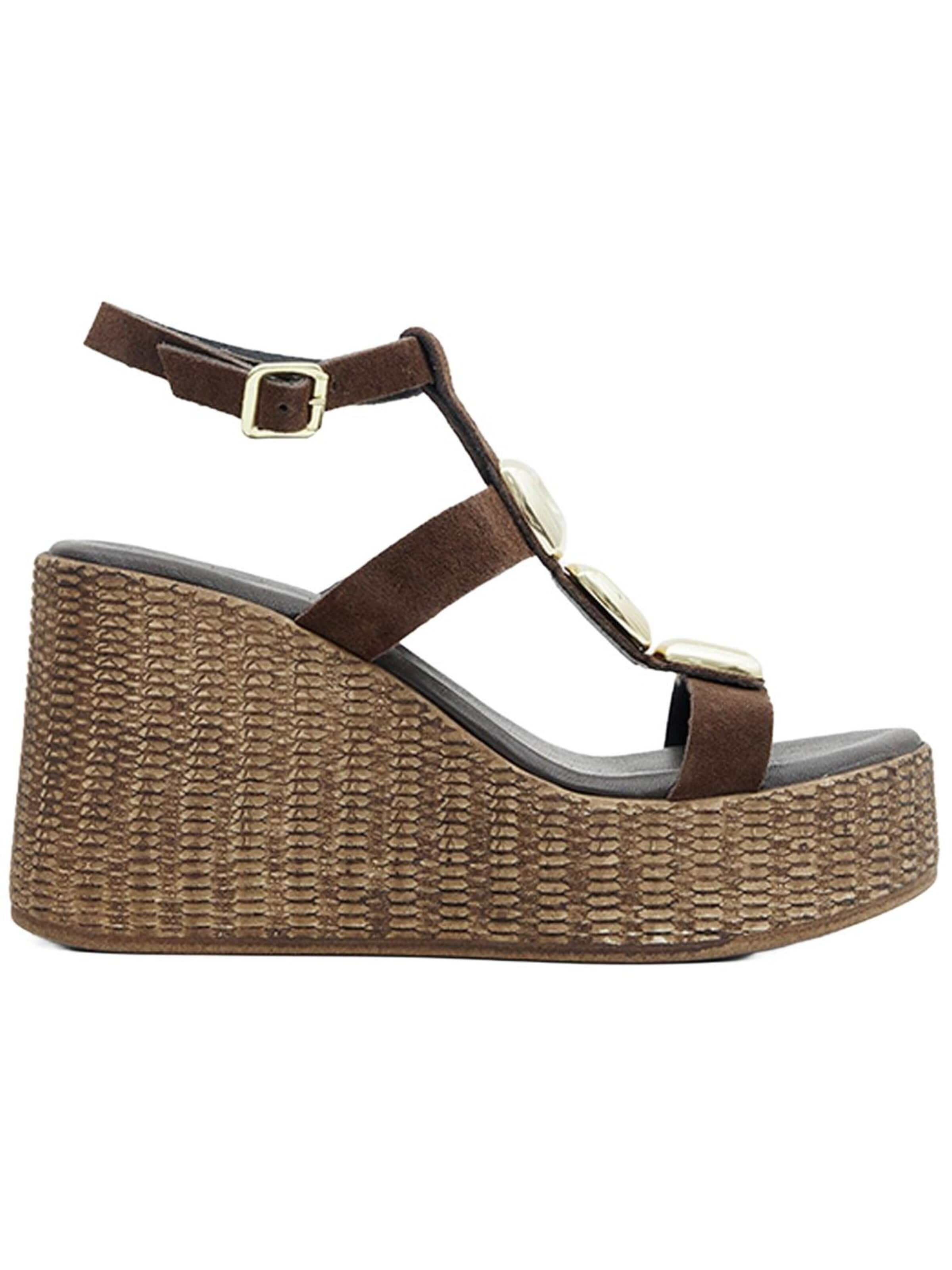 Desa Strap Sandals 'Keilsandalen' in Brown