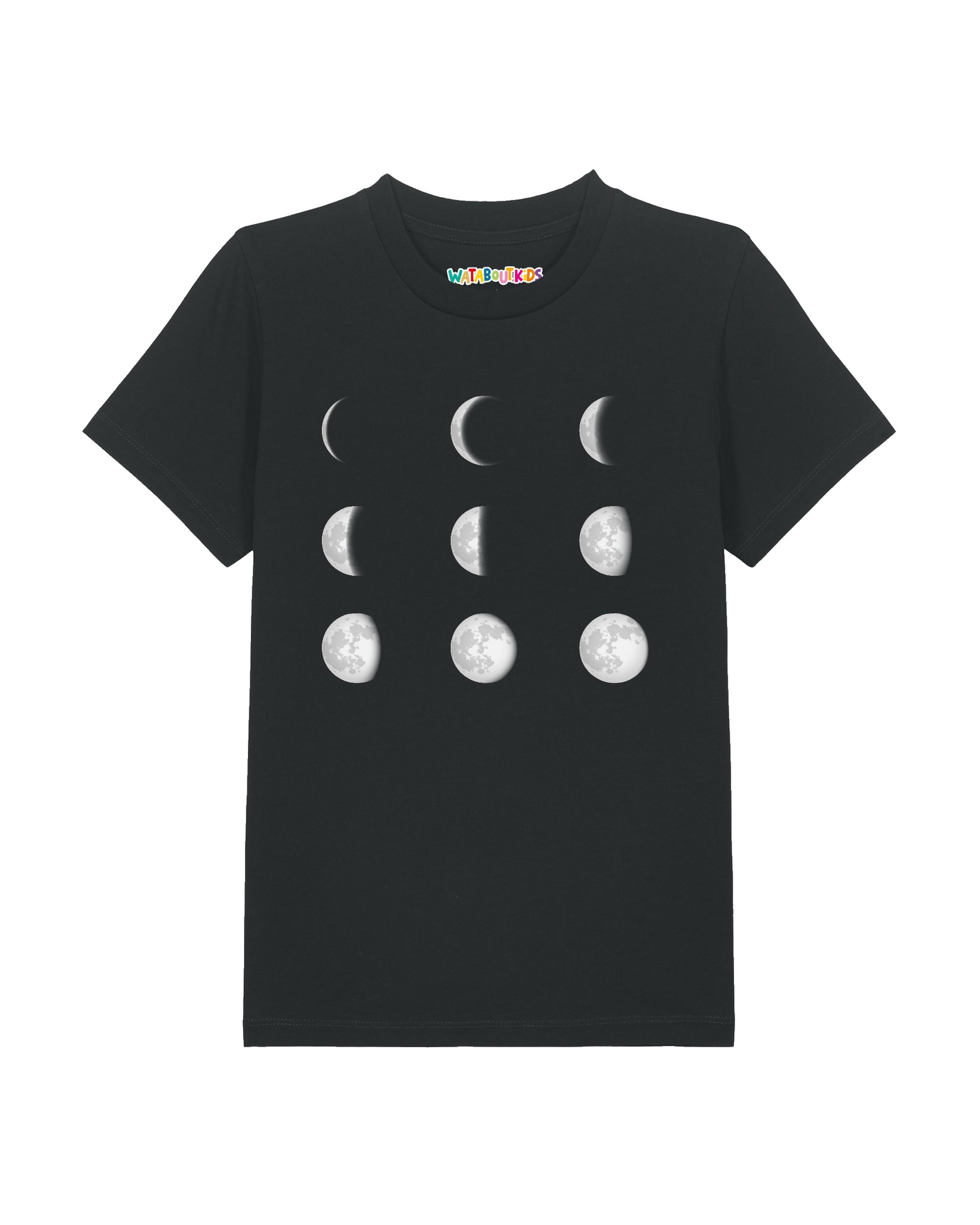 Maglietta 'Moonphases' di watabout.kids in nero: frontale