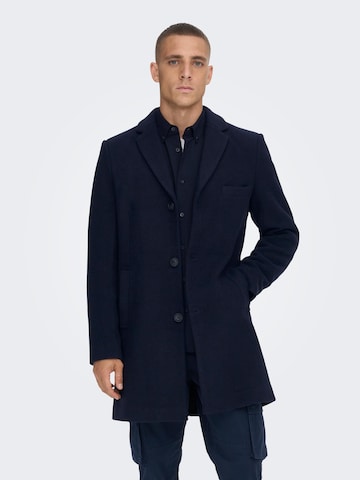 Manteau mi-saison 'Jaylon' Only & Sons en bleu : devant