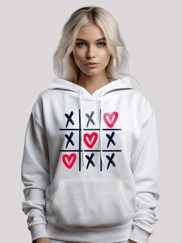 Sweat-shirt 'Valentinstag Herz Tic Tac Toe' F4NT4STIC en blanc : devant