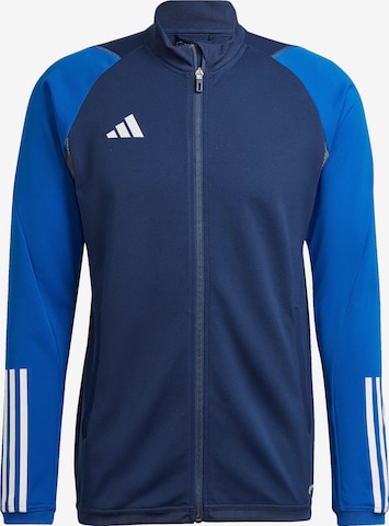 ADIDAS PERFORMANCE Athletic Zip-Up Hoodie 'Tiro23 Competition' in Blue: front