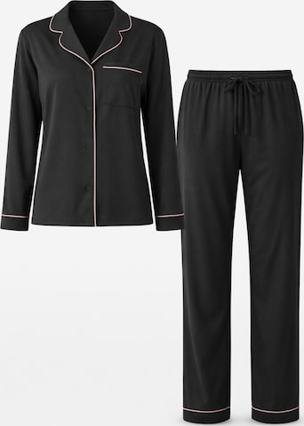 Pigiama 'Leafletic Women’s Nightwear Long set' di LEAFLETIC in nero: frontale
