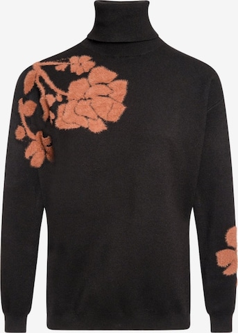 Pull-over 'Regular fit sweater with floral jacquard' Fracomina en noir : devant