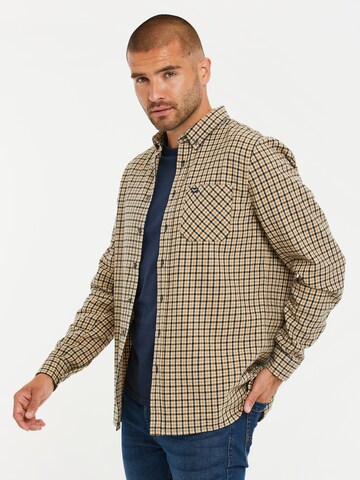 Threadbare Regular Fit Hemd 'Franco' in Beige: Vorderseite