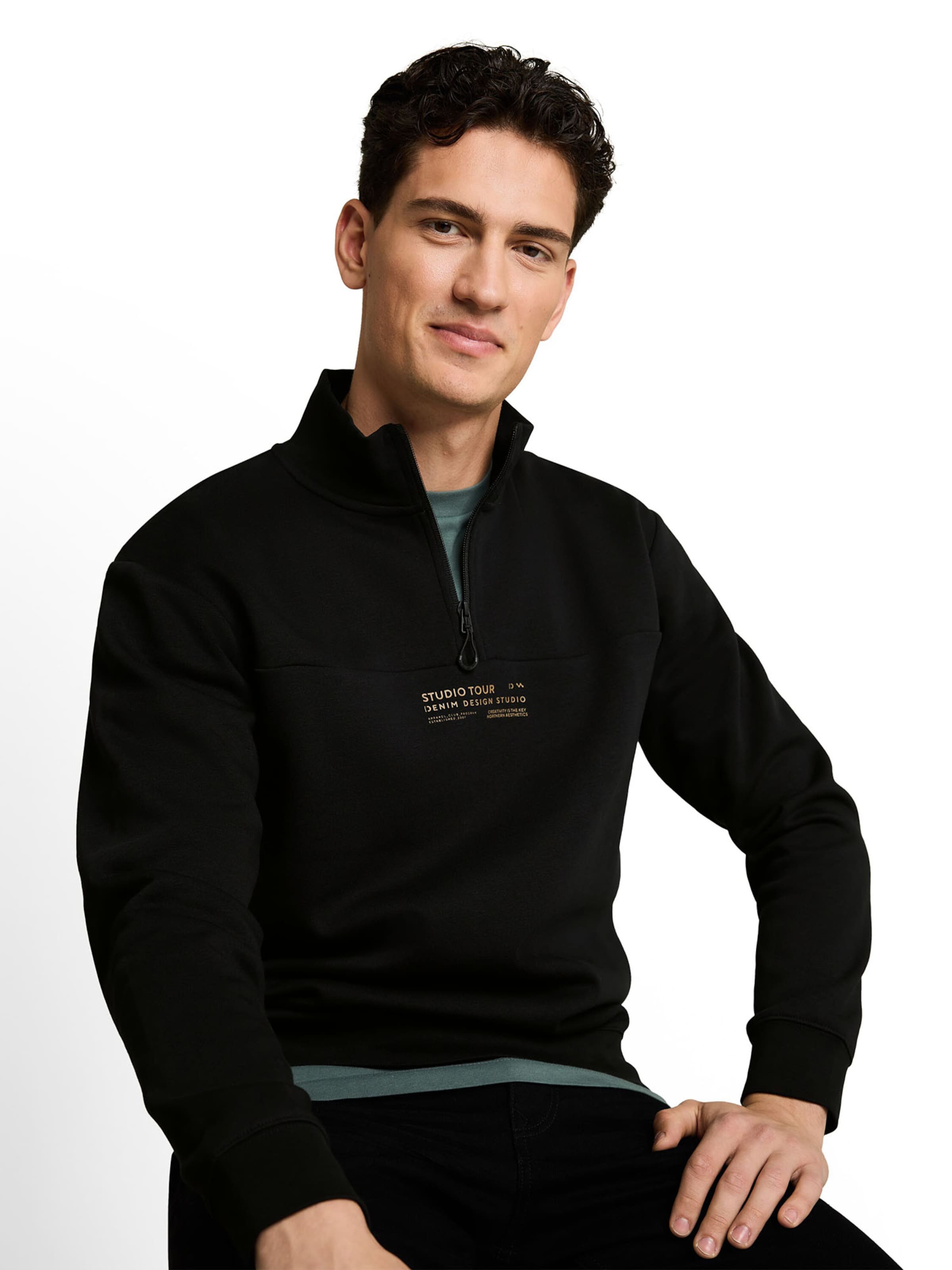 TOM TAILOR DENIM Μπλούζα φούτερ σε μαύρο