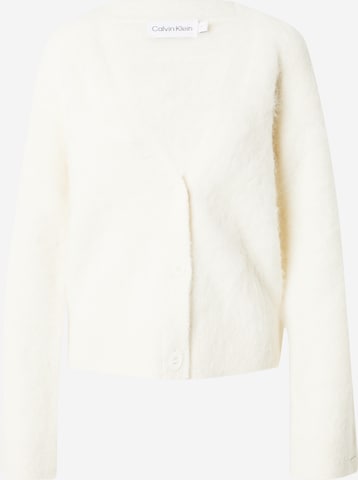 Calvin Klein Knit Cardigan in White: front