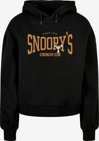 Merchcode Sweatshirt 'Peanuts - Strength Club' in Black: front