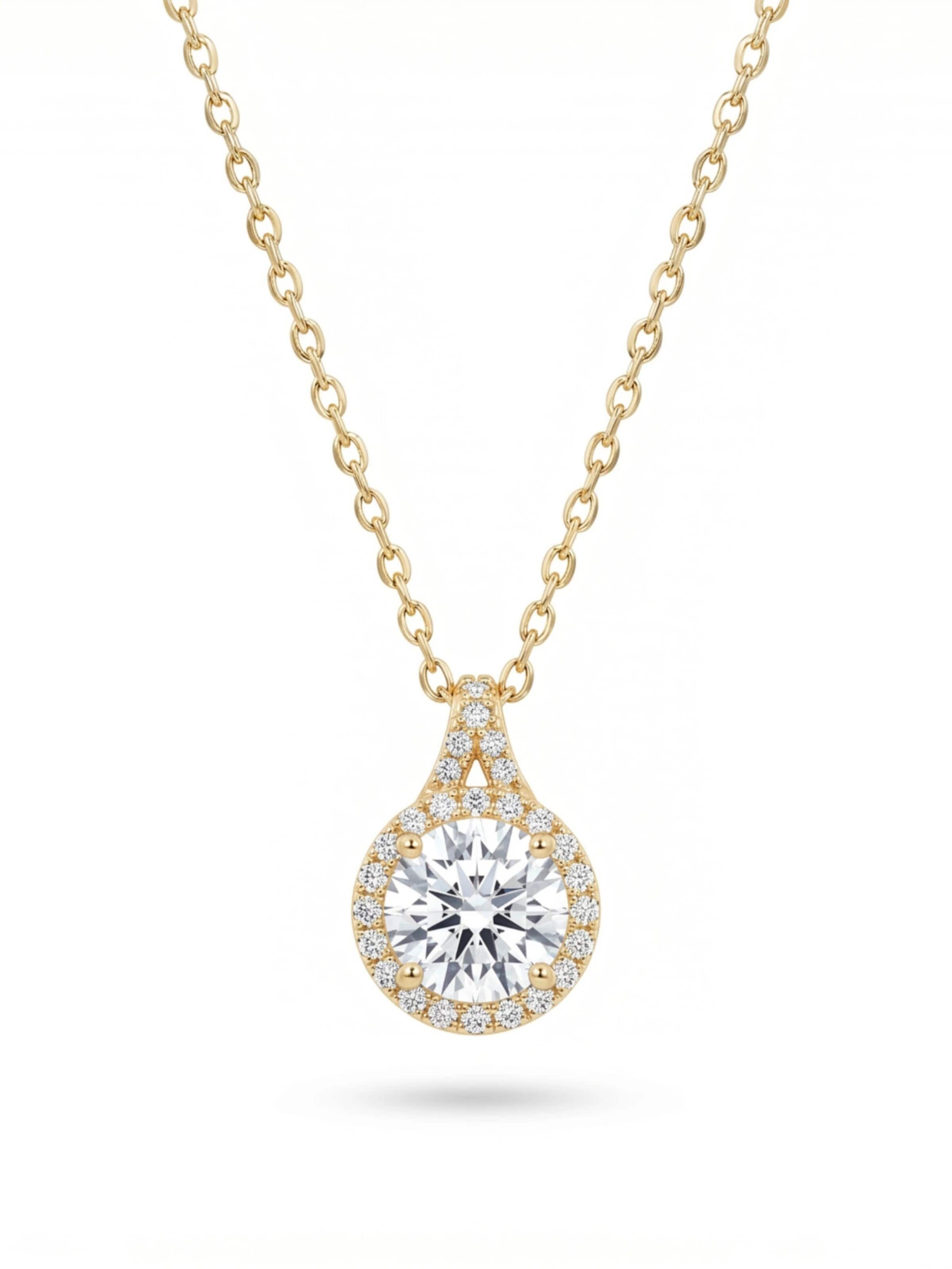 The Jewel Heart Necklace 'Aura' in Gold: front
