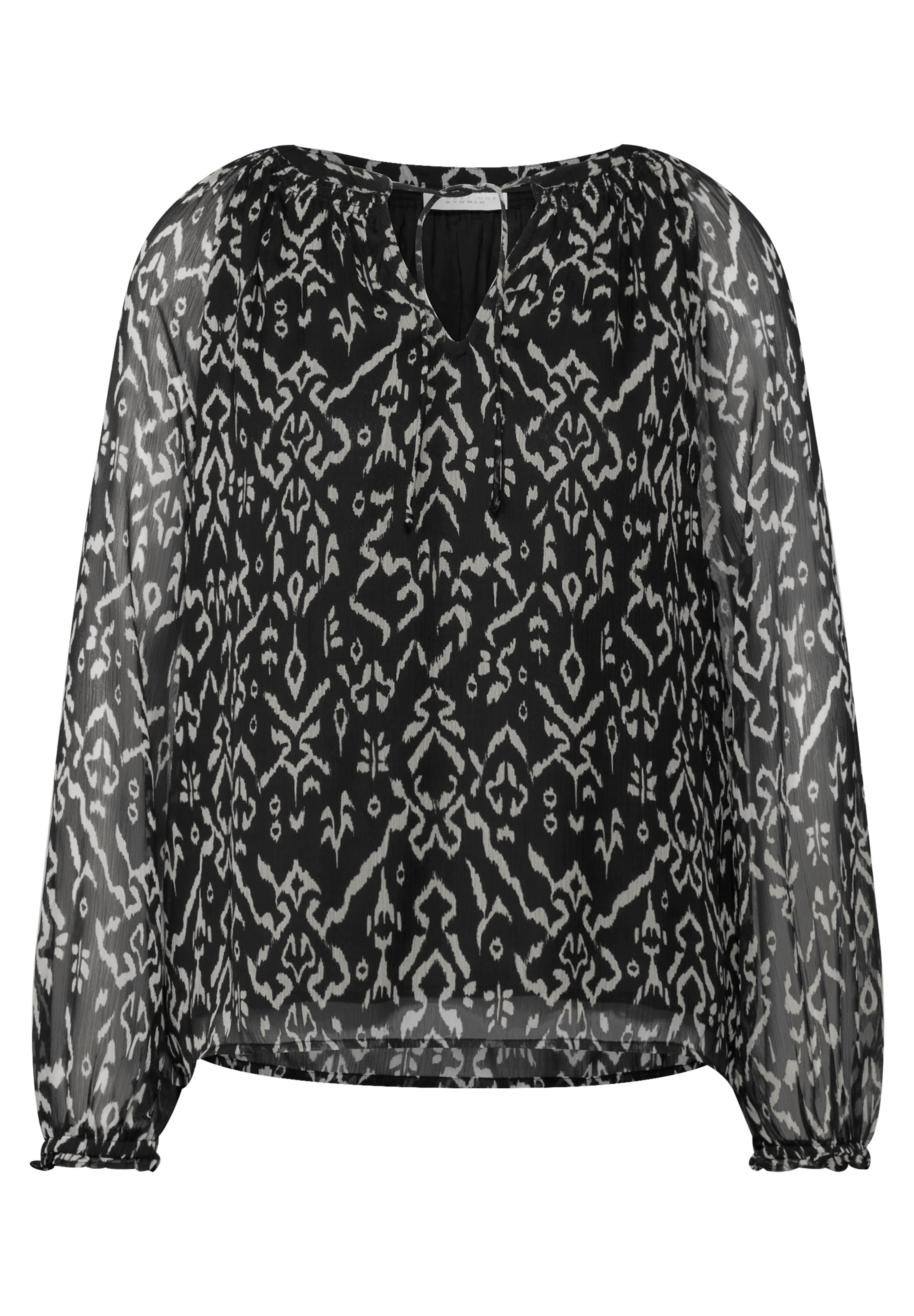 Street One Studio Raglan Chiffon Bluse in Schwarz: Vorderseite