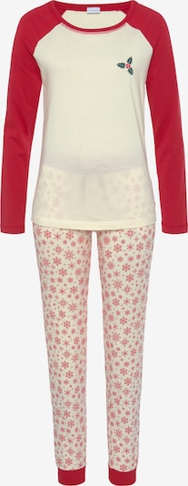 LASCANA Pyjama en vert / rouge sang / blanc, Vue avec produit