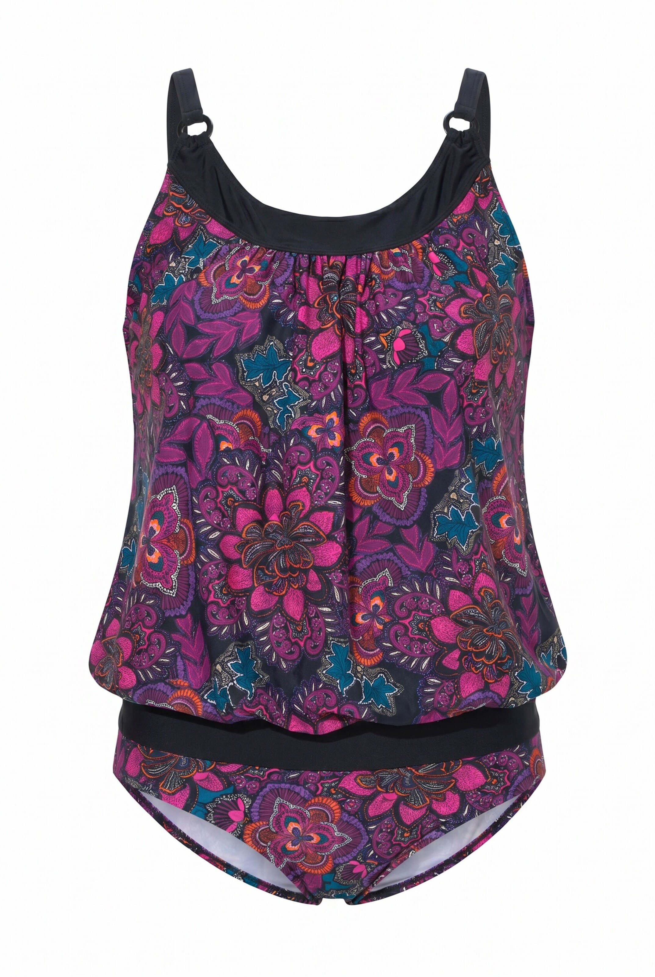 Ulla Popken Bralette Tankini in Black: front