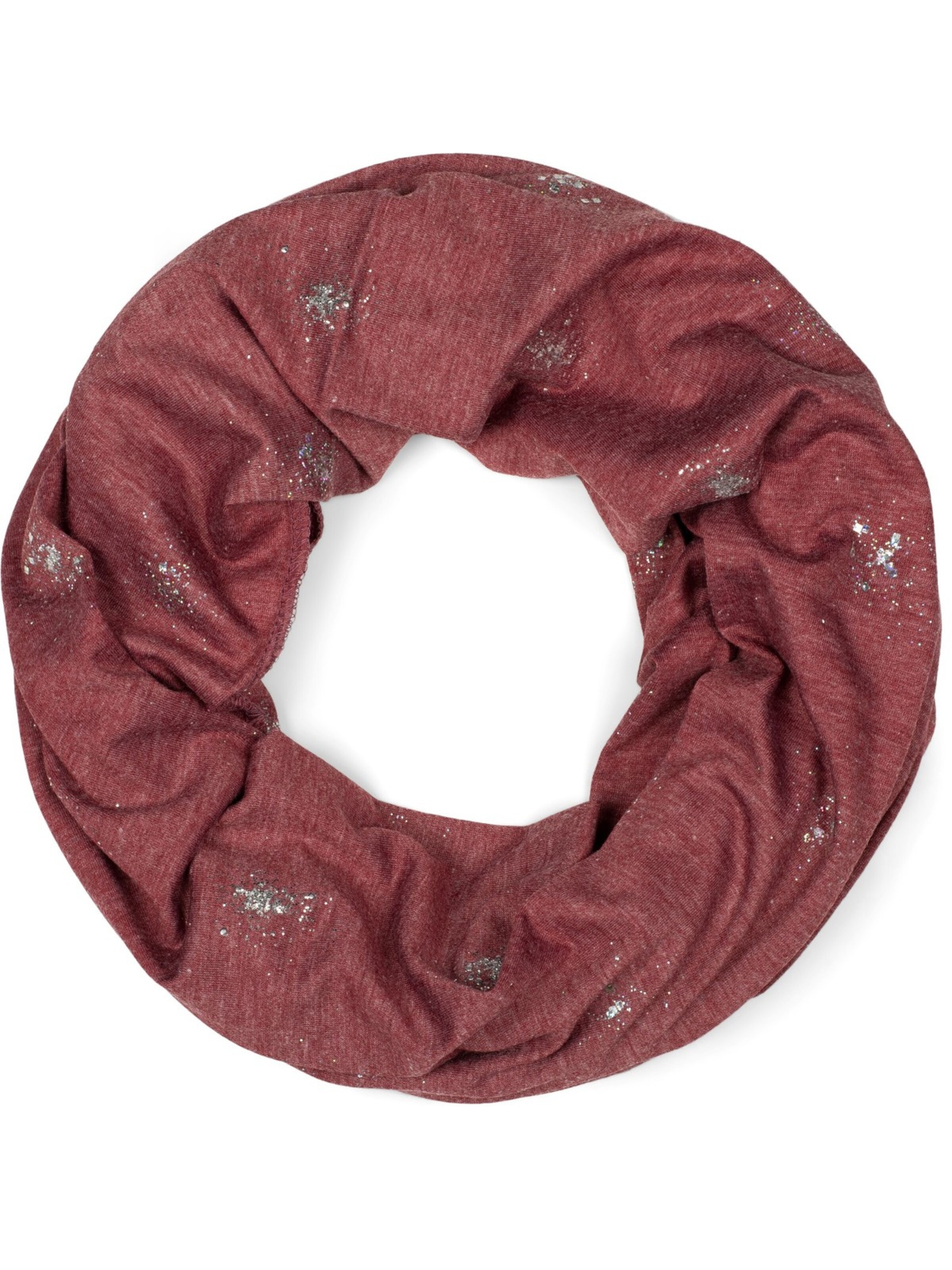 styleBREAKER Schlauchschal 'Loop Schal mit Glitzer und Pailletten Punkte' in Rot: Vorderseite