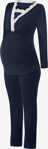 M.M.C. Pajama 'Spitze Umstandspyjama' in Blue: front