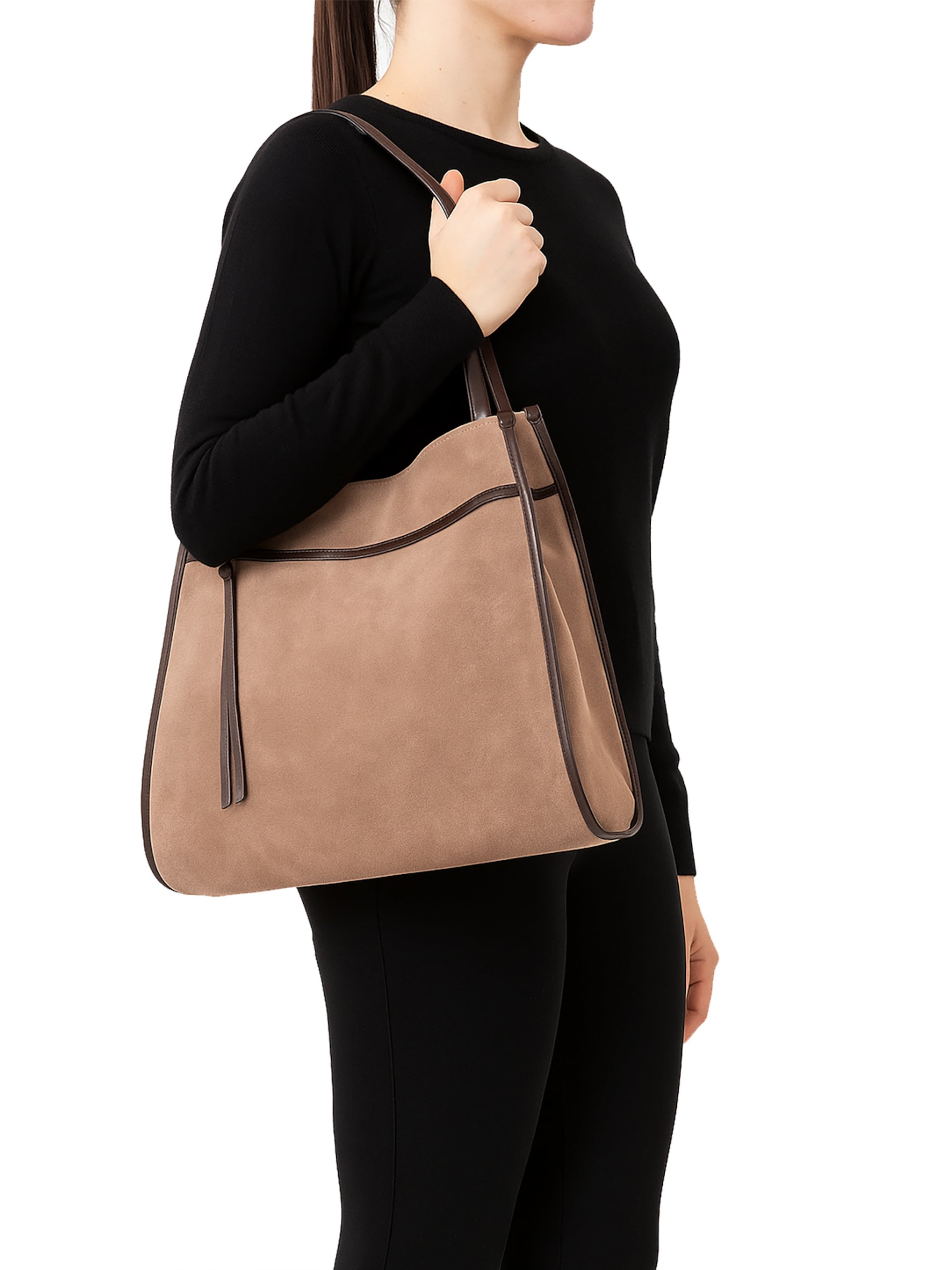 Borsa a spalla di Gave Lux in beige: frontale