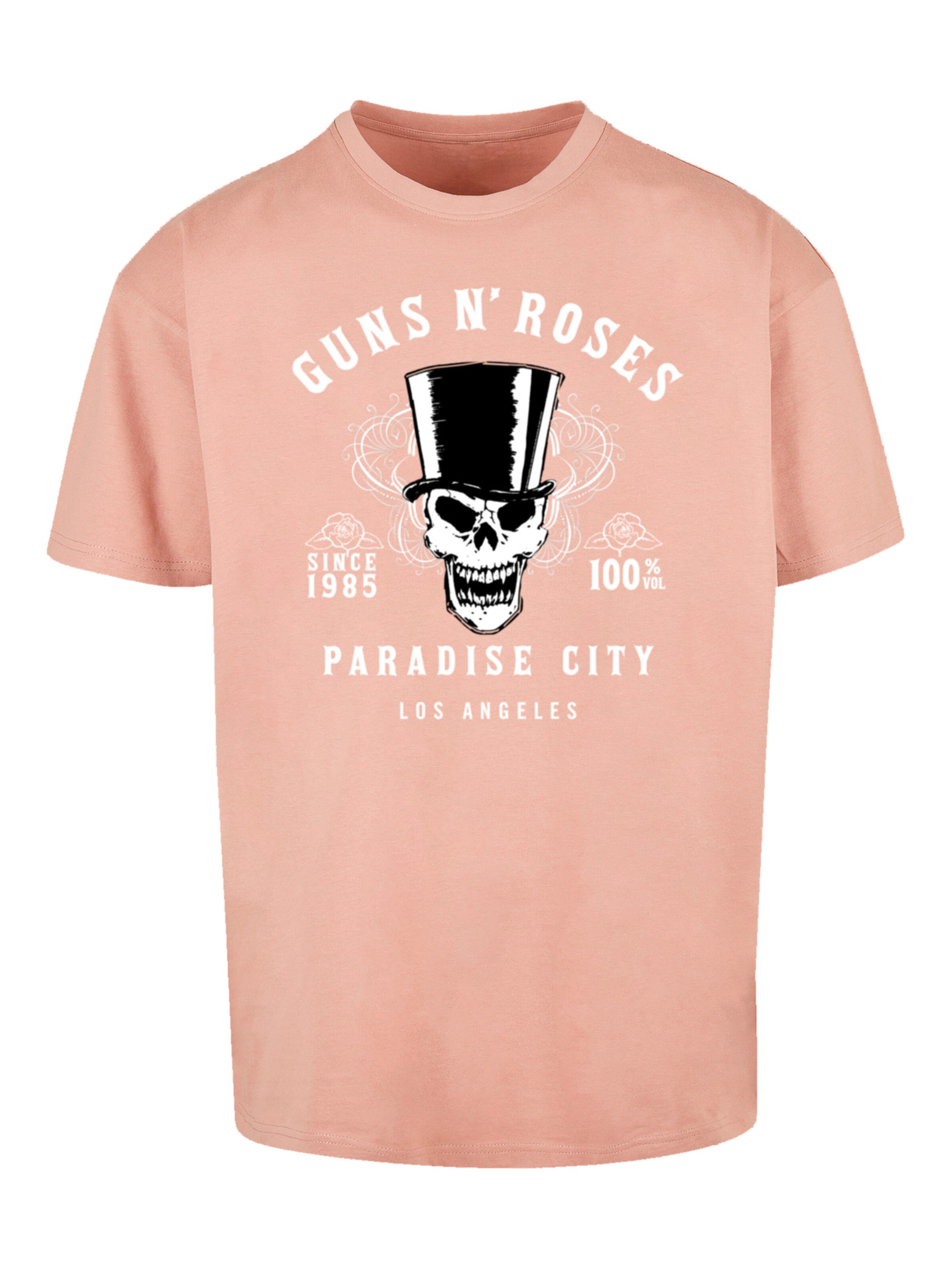 T-Shirt 'Guns 'n' Roses Whiskey Label Rock Band' F4NT4STIC en beige : devant