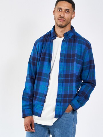 Legends Regular Fit Hemd 'Humphrey Flannel check shirt - Cobalt Blue' in Blau: Vorderseite