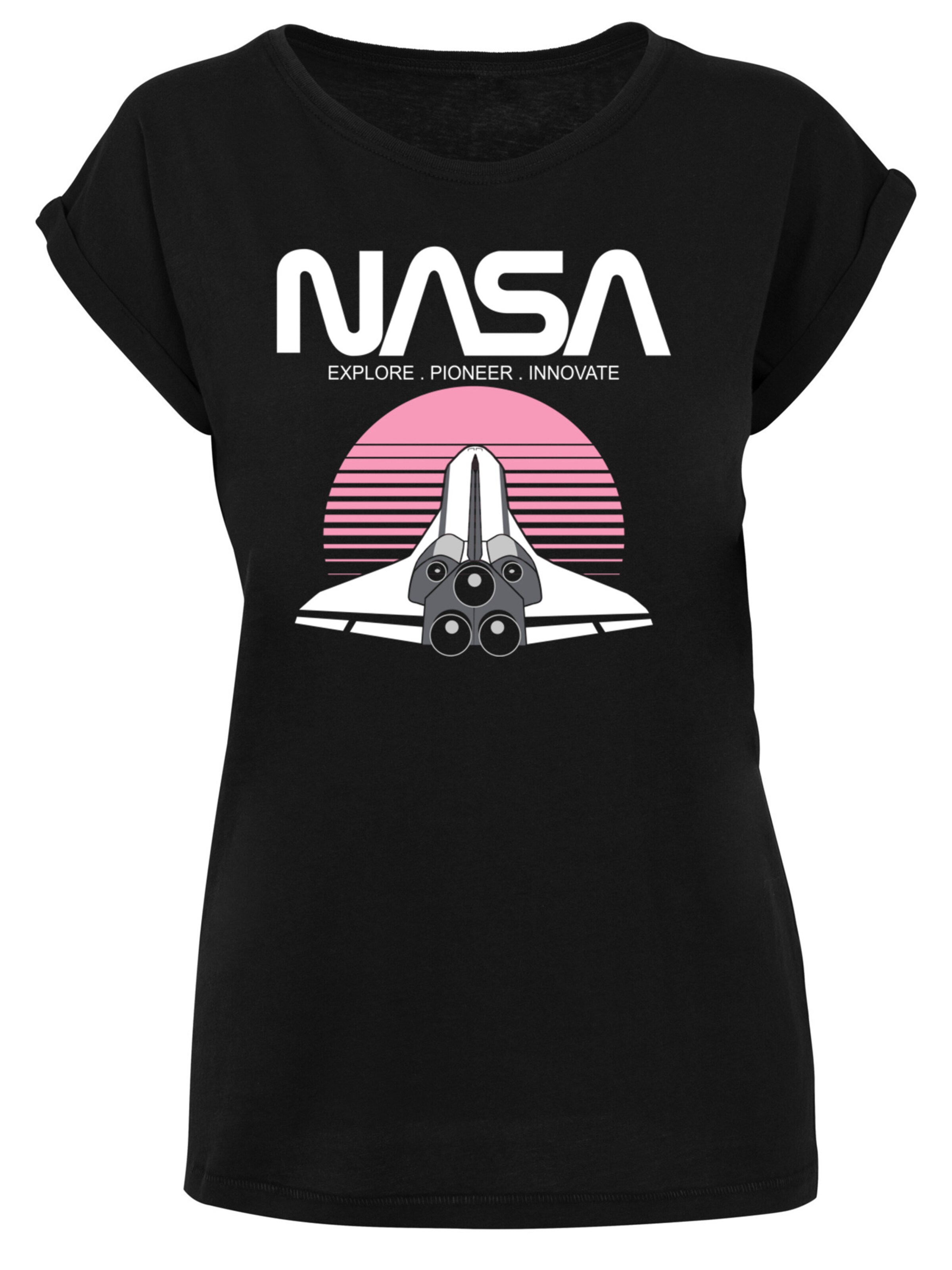 F4NT4STIC T-Shirt 'NASA Space Shuttle Sunset' in dunkelgrau / hellpink / schwarz / weiß, Produktansicht