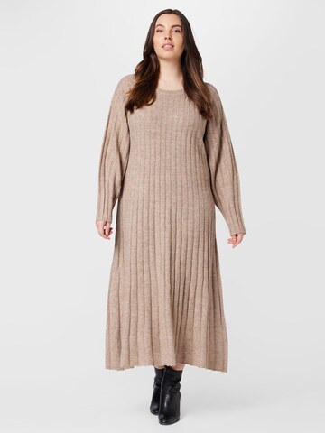 Gina Tricot Curve Knitted dress 'Blanca' in Beige: front