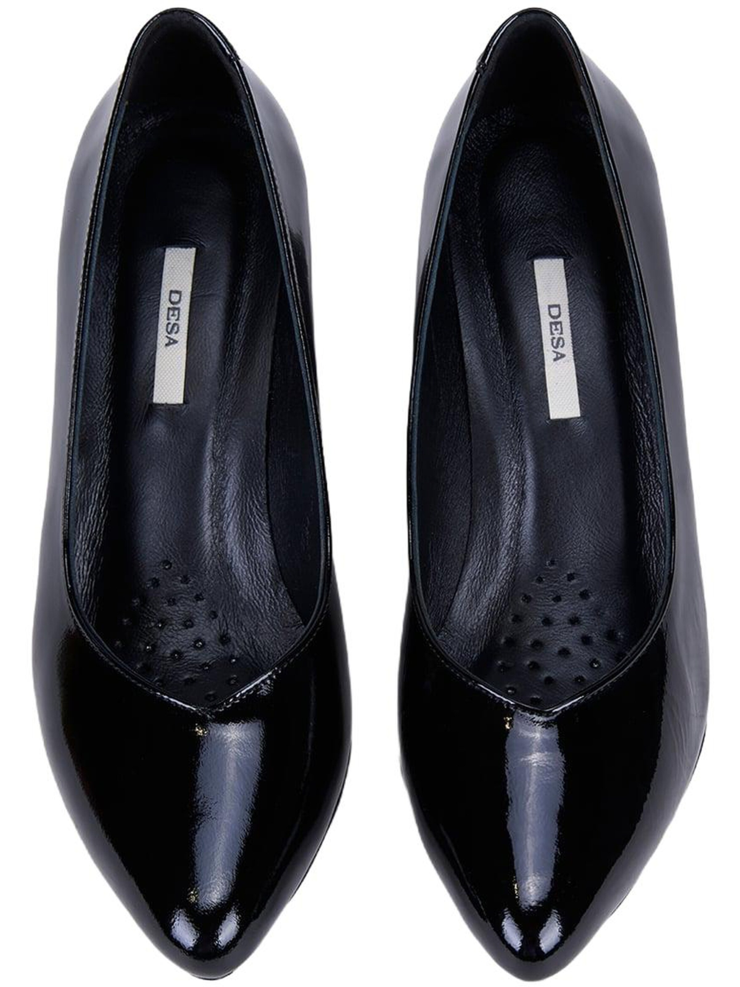 Desa - Zapatos destalonado 'DESA Damen-Pumps aus Lackleder mit Blockabsatz' en negro
