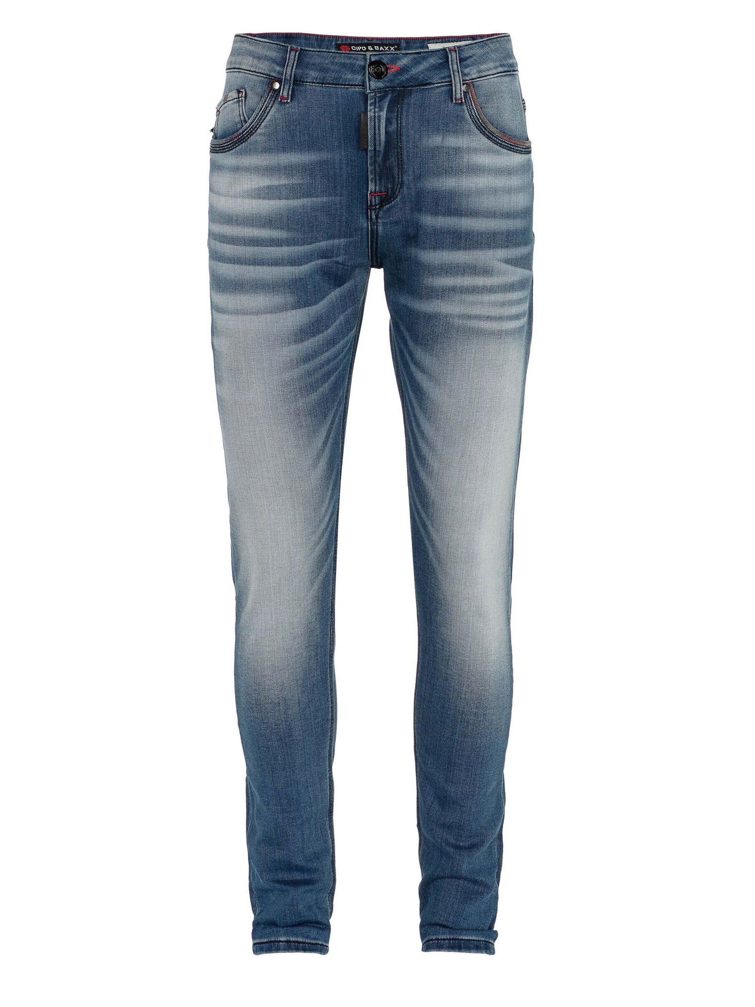 Coupe slim Jean CIPO & BAXX en bleu : devant