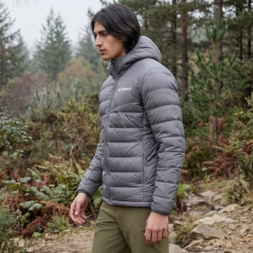 ADIDAS TERREX Μπουφάν πεζοπορίας ' Multi Light Down CLIMAWARM Hooded' σε γκρι