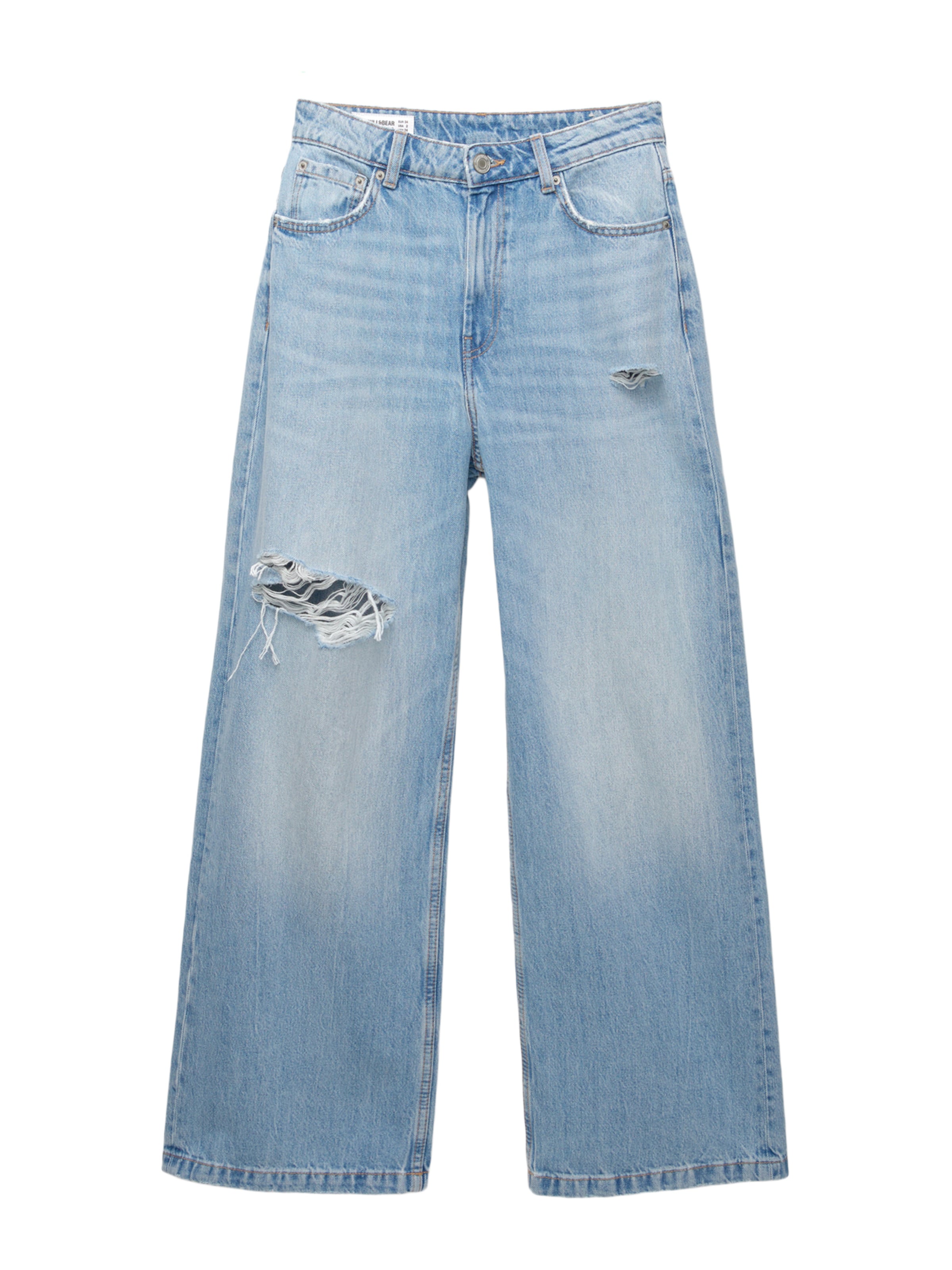 Pull&Bear Baggy Jeans 'TIRO MEDIO' in Blue: front
