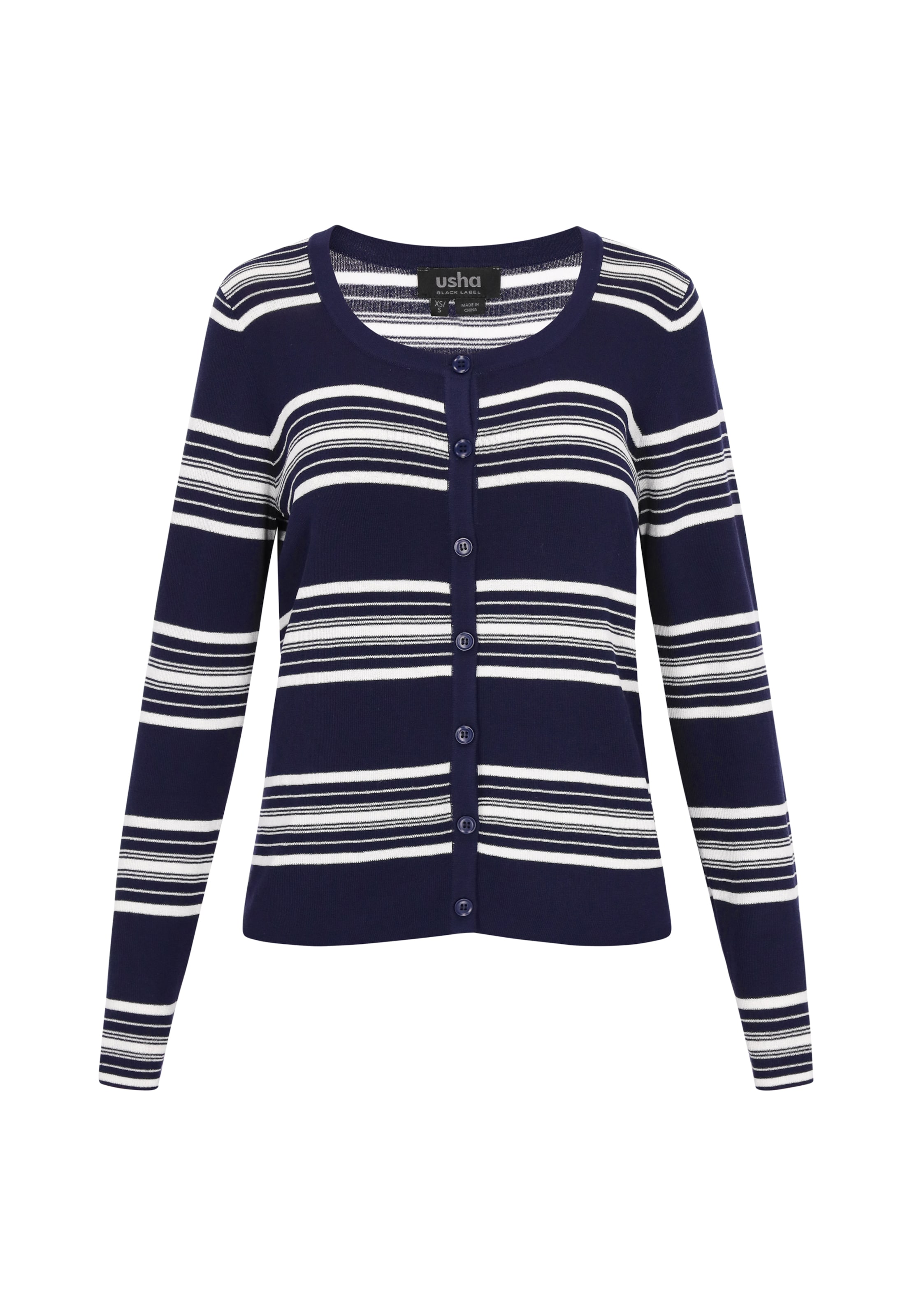 usha BLACK LABEL Cárdigan 'Classic' en navy / blanco, Vista del producto