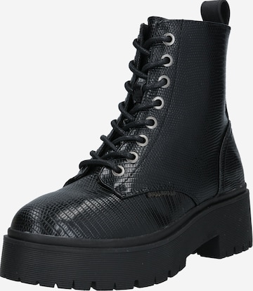 BULLBOXER Lace-Up Ankle Boots in Black: front