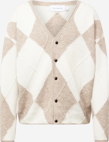 TOPMAN Knit Cardigan in White: front