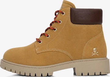 Philipp Plein Lace-Up Boots in Beige: front