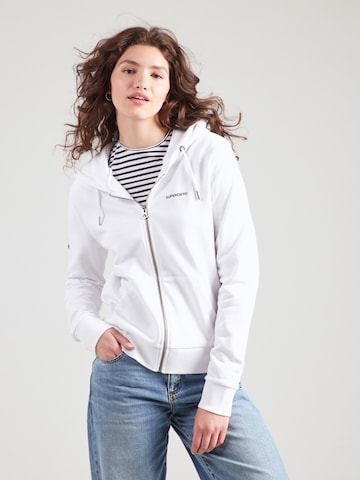 Superdry - Sudadera con cremallera en blanco: frente