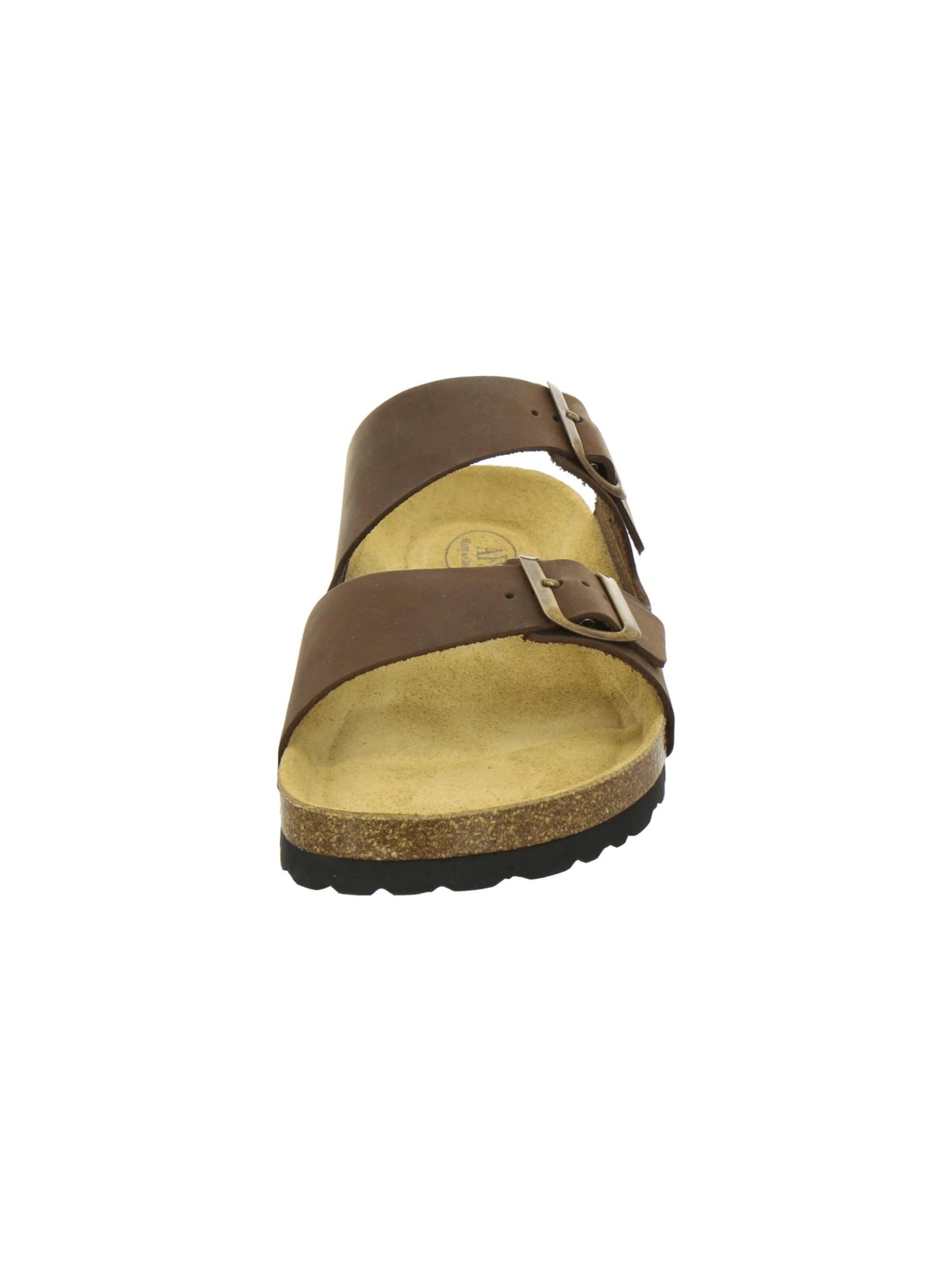 Zoccoletto 'Pantoletten Herren Zweischnaller braun Nubukleder' di AFS-Schuhe in marrone