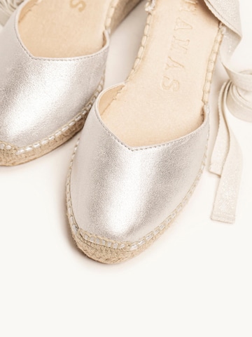 Alhamas Sandal 'Alpargata Cuña 7 cm' in Silver