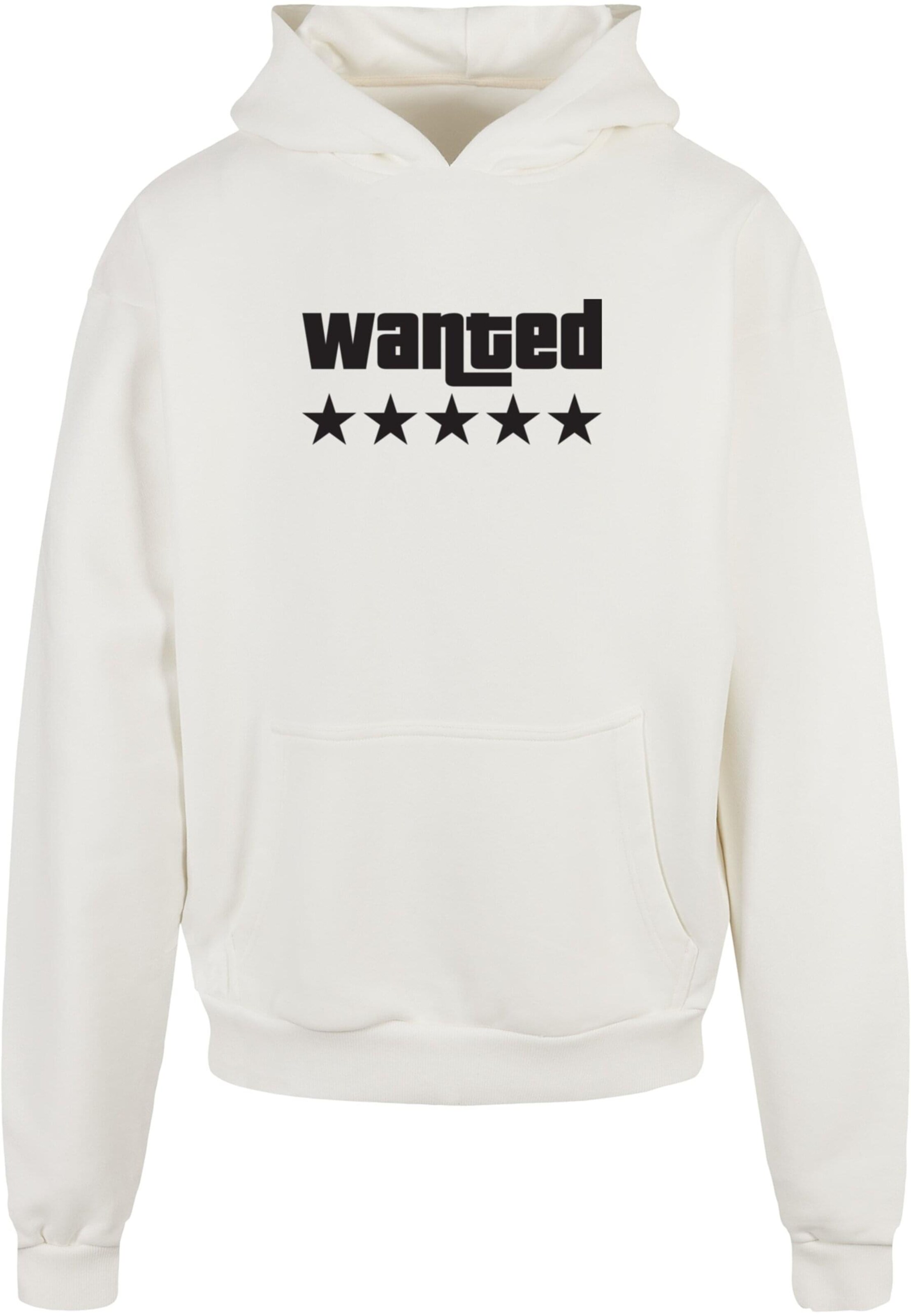 Merchcode Sweatshirt 'Wanted' in White: front