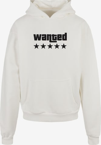 Merchcode Sweatshirt 'Wanted' in White: front